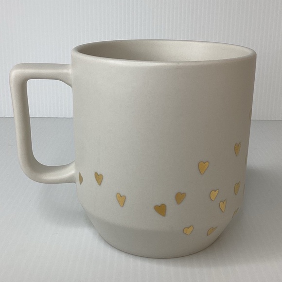 Starbuck Coffee Mug Cup Embossed Siren Mermaid Matte White Gold Hearts 12oz - Picture 3 of 8